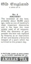 1969 Amaran Tea Old England #6 Archery Back