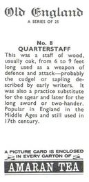 1969 Amaran Tea Old England #8 Quarterstaff Back