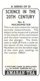 1966 Amaran Tea Science in the 20th Century #8 Micrometer Back
