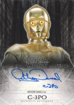 2015 Topps Star Wars: The Force Awakens - Autographs Lightsaber Purple #NNO Anthony Daniels Front