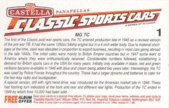 1994 Castella Classic Sports Cars #1 MG TC Back