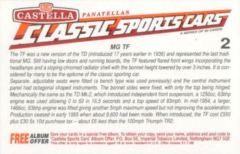 1994 Castella Classic Sports Cars #2 MG TF Back