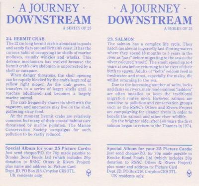 1990 Brooke Bond A Journey Downstream (Double Cards) #23-24 Salmon / Hermit Crab Back