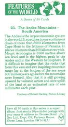 1984 Brooke Bond Features of the World #23 The Andes Mountains - South America Back