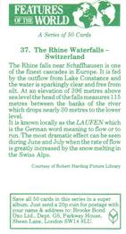1984 Brooke Bond Features of the World #37 The Rhine Waterfalls - Switzerland Back