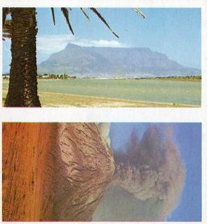 1984 Brooke Bond Features of the World (Double Cards) #2-6 Table Mountain - South Africa / Ol Doinyo Lengai - Tanzania Front
