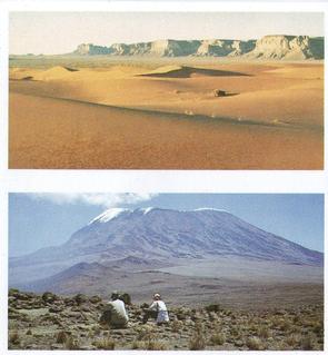 1984 Brooke Bond Features of the World (Double Cards) #3-7 The Saudi Arabian Desert / Kilimanjaro - Tanzania Front