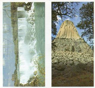 1984 Brooke Bond Features of the World (Double Cards) #10-14 Niagara Falls / Devils Tower Front