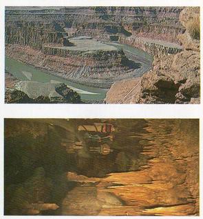 1984 Brooke Bond Features of the World (Double Cards) #17-21 Dead Horse Point - Utah / Luray Caverns - Virginia Front
