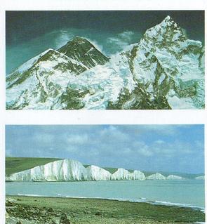 1984 Brooke Bond Features of the World (Double Cards) #26-30 Mount Everest - Nepal / Seven Sisters - Sussex Front
