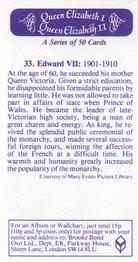 1982 Brooke Bond Queen Elizabeth 1 Queen Elizabeth 2 #33 Edward VII Back