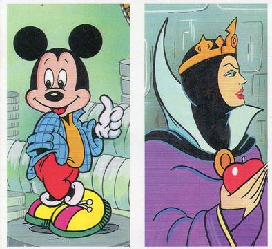 1989 Brooke Bond The Magical World of Disney (Double Cards) #1-2 Mickey Mouse / Snow White and the Seven Dwarfs - Wicked Queen/Witch Front