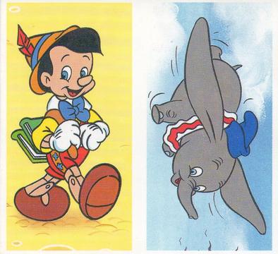 1989 Brooke Bond The Magical World of Disney (Double Cards) #5-6 Pinocchio - Pinocchio / Dumbo Front