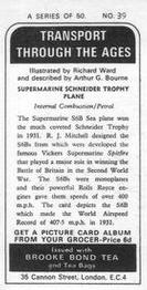 1973 Brooke Bond Transport Through The Ages #39 Supermarine Schneider Trophy Plane Back