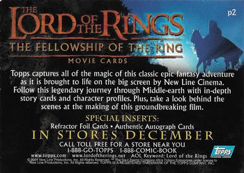 2001 Topps Lord of the Rings: The Fellowship of the Ring - Promos #P2 The Legend Comes to Life Back
