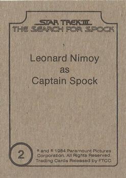 1984 FTCC Star Trek III: The Search for Spock #2 Leonard Nimoy as Captain Spock Back