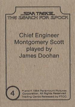 1984 FTCC Star Trek III: The Search for Spock #4 Chief Engineer Montgomery Scott played by James Doohan Back
