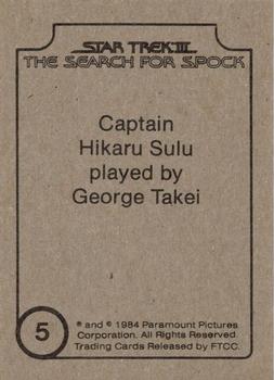 1984 FTCC Star Trek III: The Search for Spock #5 Captain Hikaru Sulu played by George Takei Back