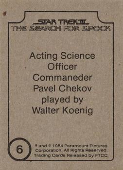 1984 FTCC Star Trek III: The Search for Spock #6 Walter Koenig Back