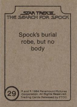 1984 FTCC Star Trek III: The Search for Spock #29 Spock's burial robe, but no body Back