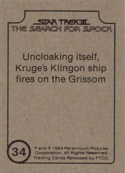 1984 FTCC Star Trek III: The Search for Spock #34 Uncloaking itself, Kruge's Klingon ship fires on the Grissom Back