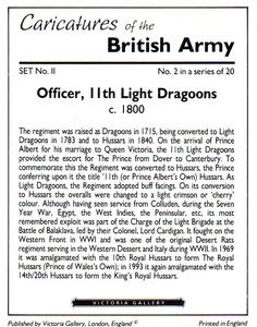 1994 Victoria Gallery Caricatures of the British Army 2nd Series #2 Officer 11th Light Dragoons Back
