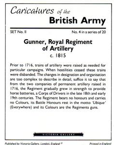 1994 Victoria Gallery Caricatures of the British Army 2nd Series #4 Gunner Royal Regiment of Artillery Back