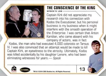2016 Rittenhouse Star Trek The Original Series 50th Anniversary #13 The Conscience of the King Back