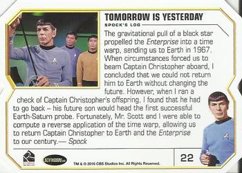 2016 Rittenhouse Star Trek The Original Series 50th Anniversary #22 Tomorrow is Yesterday Back