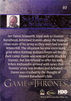 2016 Rittenhouse Game of Thrones Season 5 #40 Ser Davos Seaworth Back