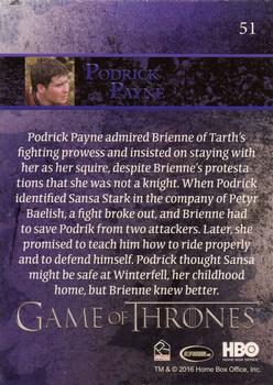 2016 Rittenhouse Game of Thrones Season 5 #51 Podrick Payne Back