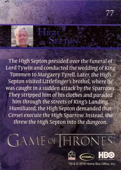 2016 Rittenhouse Game of Thrones Season 5 #77 High Septon Back