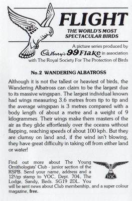 1983 Cadbury's Flight : The World's Most Spectacular Birds #2 Wandering Albatross Back