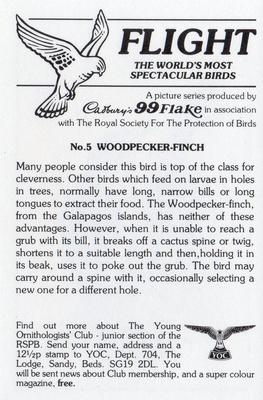 1983 Cadbury's Flight : The World's Most Spectacular Birds #5 Woodpecker-Finch Back