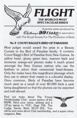 1983 Cadbury's Flight : The World's Most Spectacular Birds #8 Count Raggi's Bird of Paradise Back