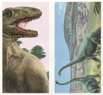 1993 Brooke Bond The Dinosaur Trail (Double Cards) #7-8 Allosaurus / Brachiosaurus Front