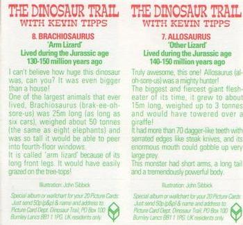 1993 Brooke Bond The Dinosaur Trail (Double Cards) #7-8 Allosaurus / Brachiosaurus Back