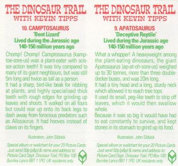 1993 Brooke Bond The Dinosaur Trail (Double Cards) #9-10 Apatosaurus / Camptosaurus Back
