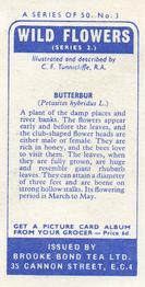 1959 Brooke Bond Wild Flowers Series 2 - Brooke Bond Wild Flowers Series 2 (With Issued By) #3 Butterbur Back