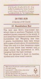 1986 Brooke Bond Incredible Creatures (Walton address with Dept IC) #37 Bumblebee Bat Back