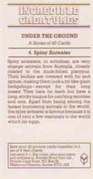 1986 Brooke Bond Incredible Creatures (Walton address without Dept IC) #4 Spiny Anteater Back