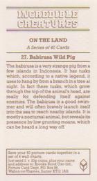 1986 Brooke Bond Incredible Creatures (Walton address without Dept IC) #27 Babirusa Wild Pig Back