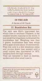 1986 Brooke Bond Incredible Creatures (Walton address without Dept IC) #37 Bumblebee Bat Back