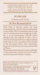 1986 Brooke Bond Incredible Creatures (Walton address without Dept IC) #38 Bee Hummingbird Back