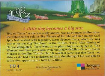 2006 Breygent The Wizard of Oz - Toto #TD 4 A little dog becomes a big star Back
