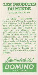 1961 Domino Les Produits Du Monde #16 Le Chili - Le Cuivre Back