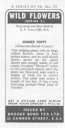 1973 Brooke Bond Wild Flowers Series 2 #33 Horned Poppy Back