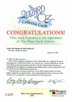 2006 Breygent The Wizard of Oz - Cut Signatures #CSJH Jack Haley Back