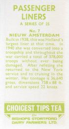 1965 Bishops Stortford Dairy Farmers Passenger Liners #7 Nieuw Amsterdam Back