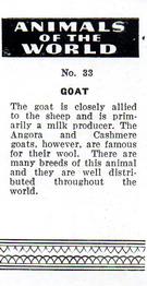 1954 Anonymous Animals of the World #33 Goat Back